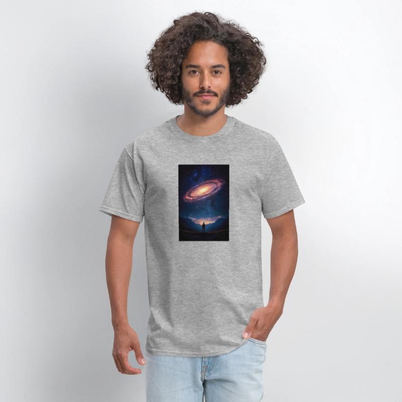 Stargazer Beneath a Cosmic Spiral