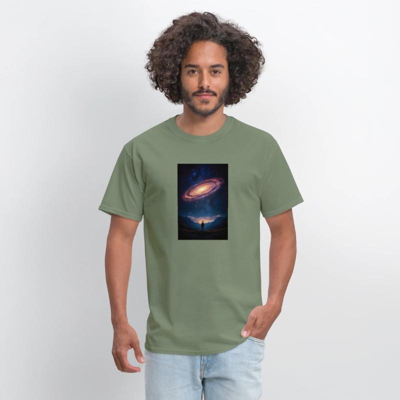 Stargazer Beneath a Cosmic Spiral