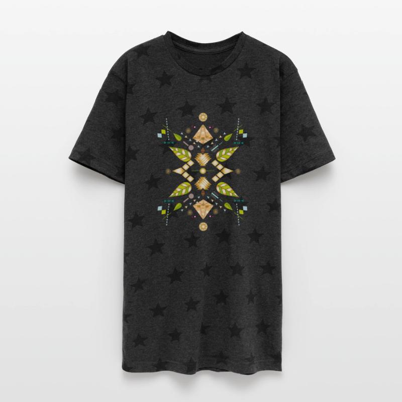Symbol of leaves, gemstones, optics, and geometry