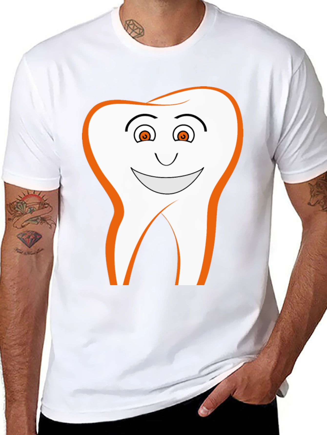Smiling Tooth Graphic Tee - Black Cotton Blend T-Shirt