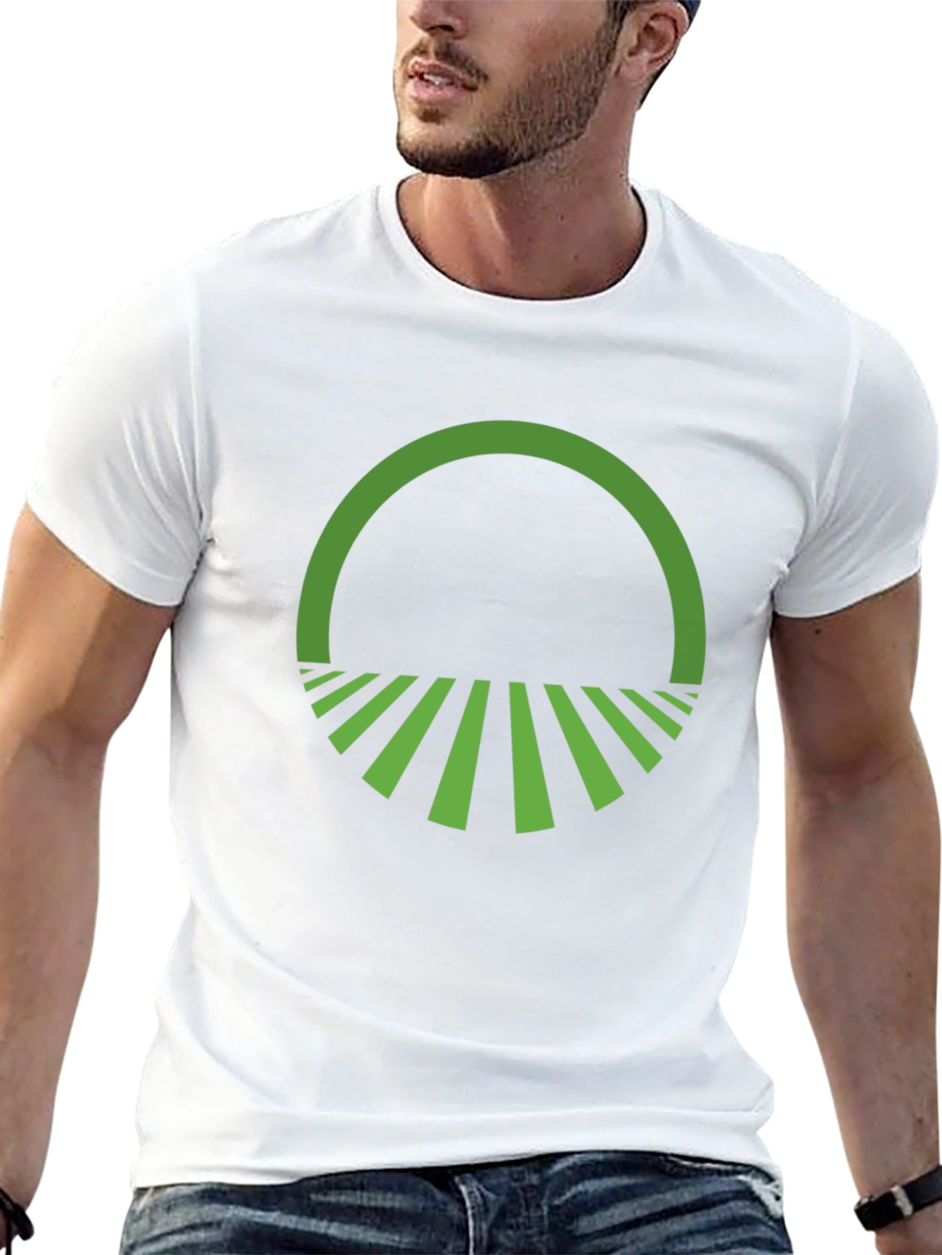 Green Horizon Graphic Black T-Shirt