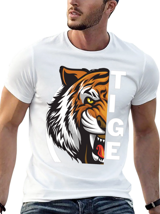 Tiger Graphic Print Black T-Shirt for Men