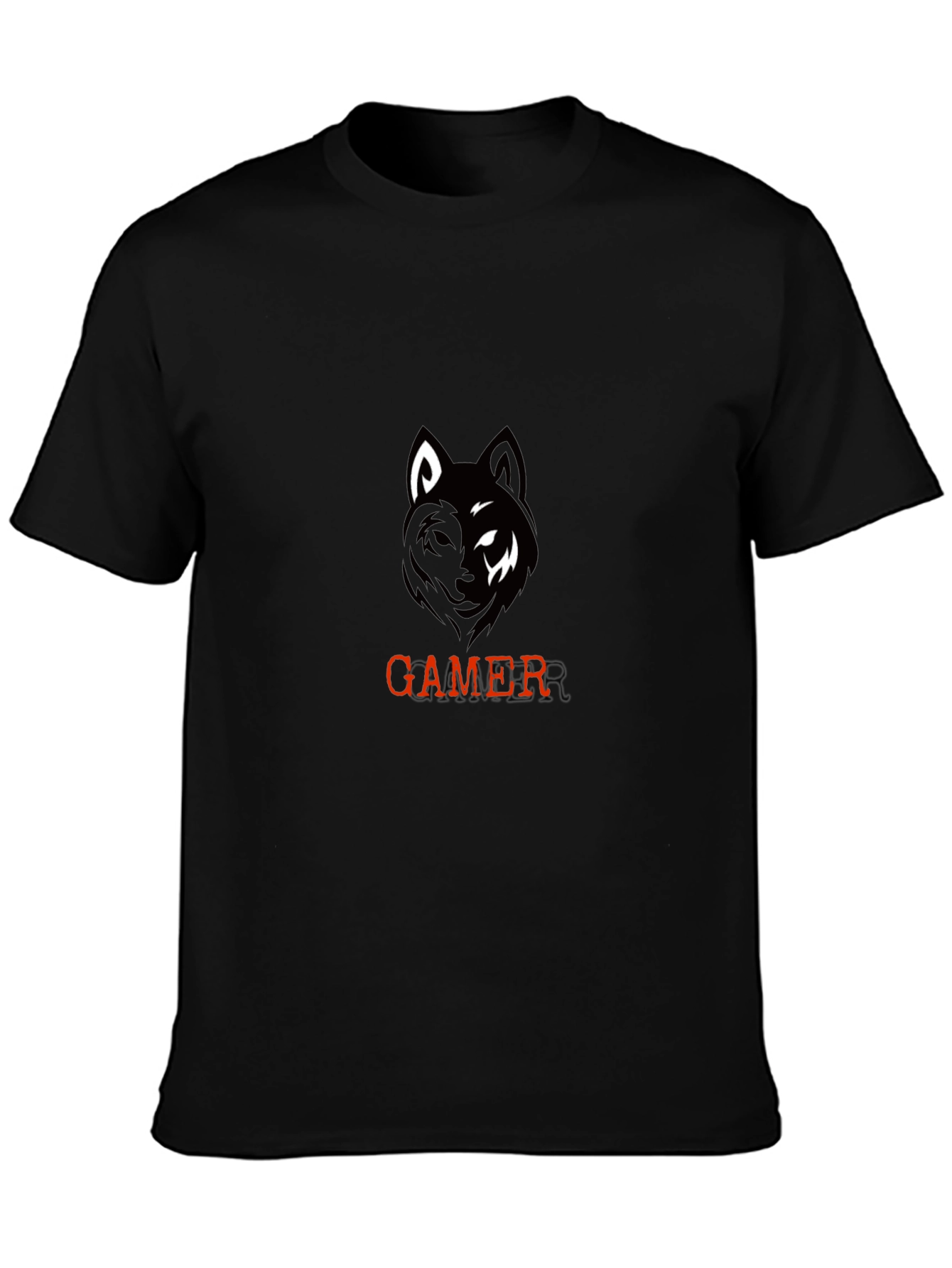 Gamer Wolf Graphic Black T-Shirt