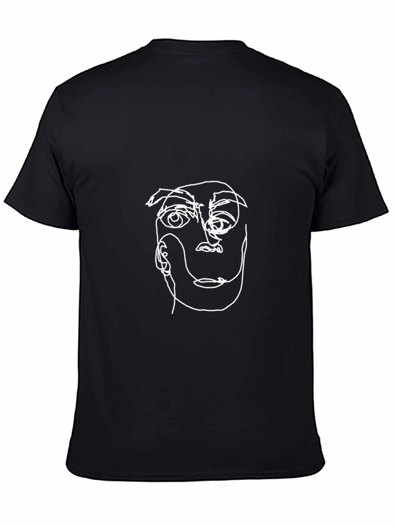 Minimalist Face Line Art Black T-Shirt