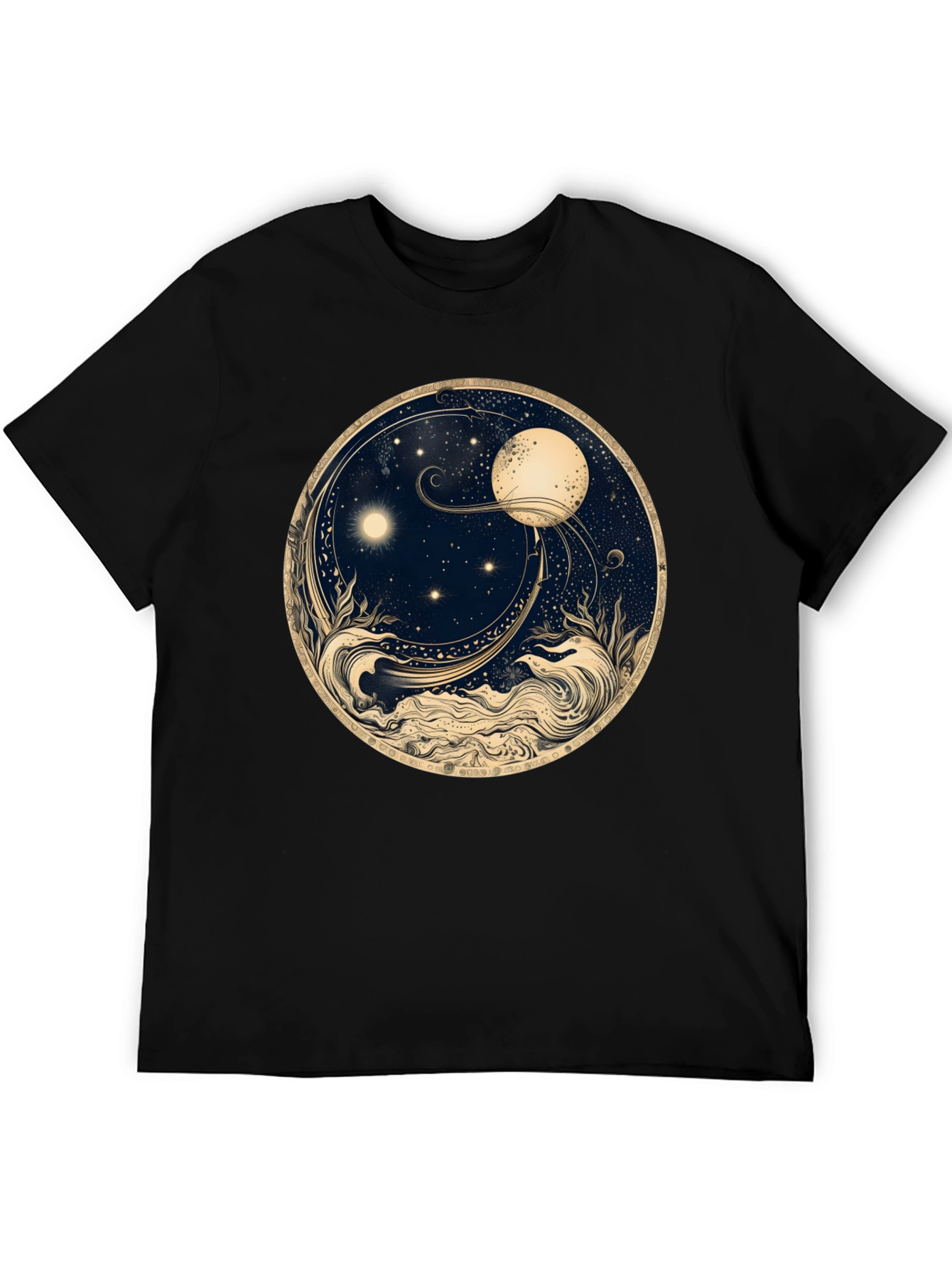 Celestial Dreamscape T-Shirt - Moon & Star Design
