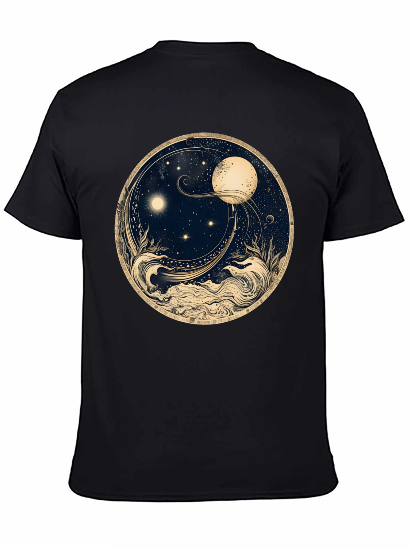 Celestial Dreamscape T-Shirt - Moon & Star Design