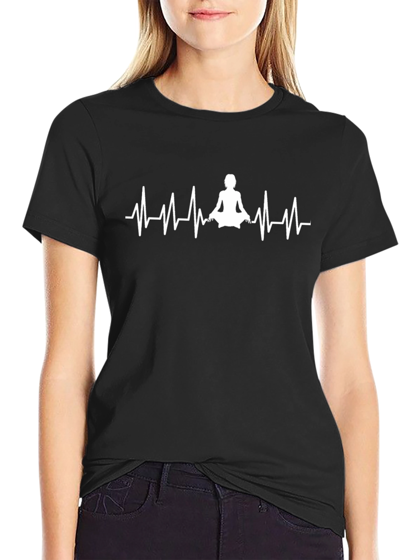 Yoga Heartbeat T-Shirt - Black