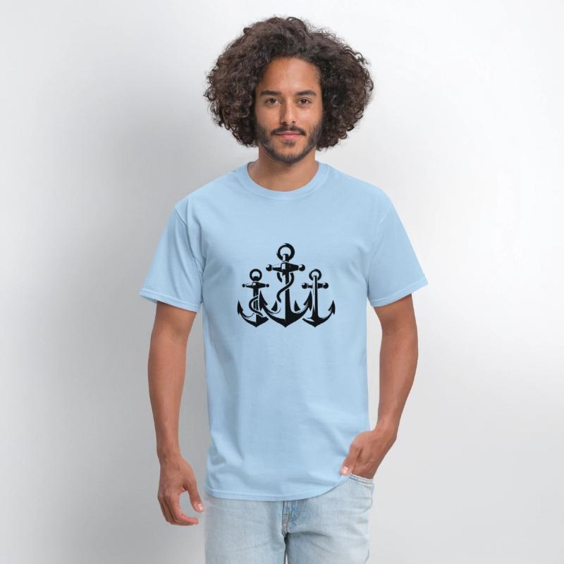 Three Anchors With Rope Rope Around The Iron