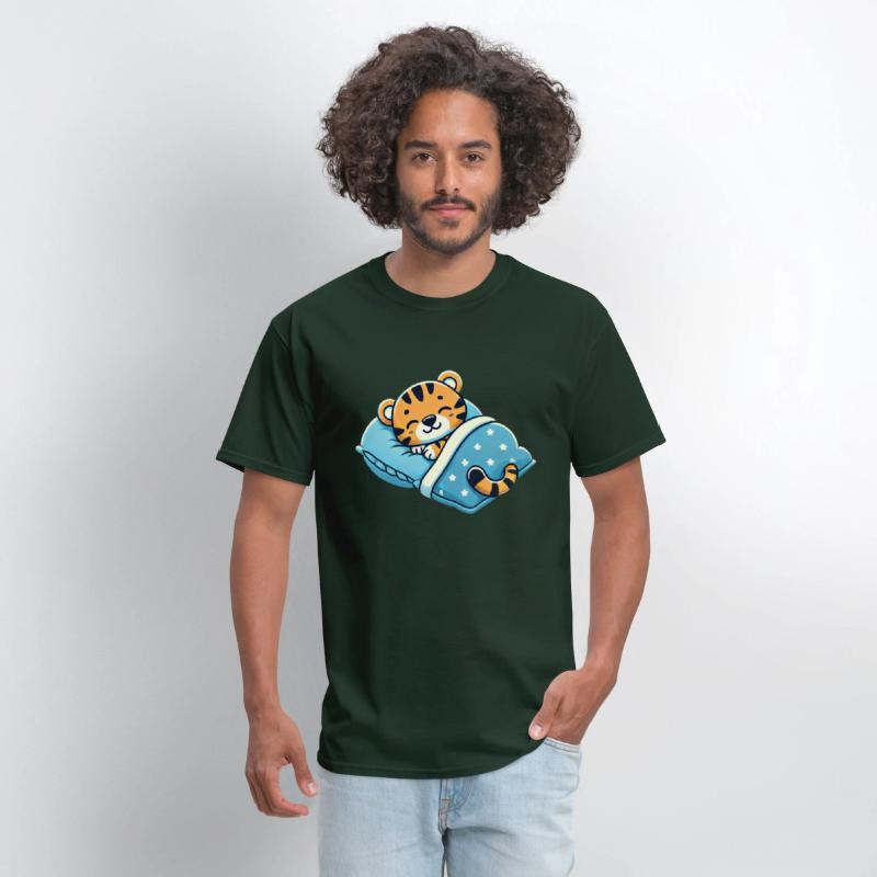 Tiger Sleeping In Bed At Night Time