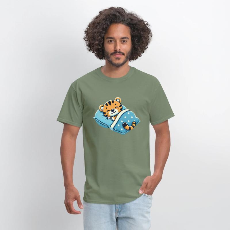 Tiger Sleeping In Bed At Night Time