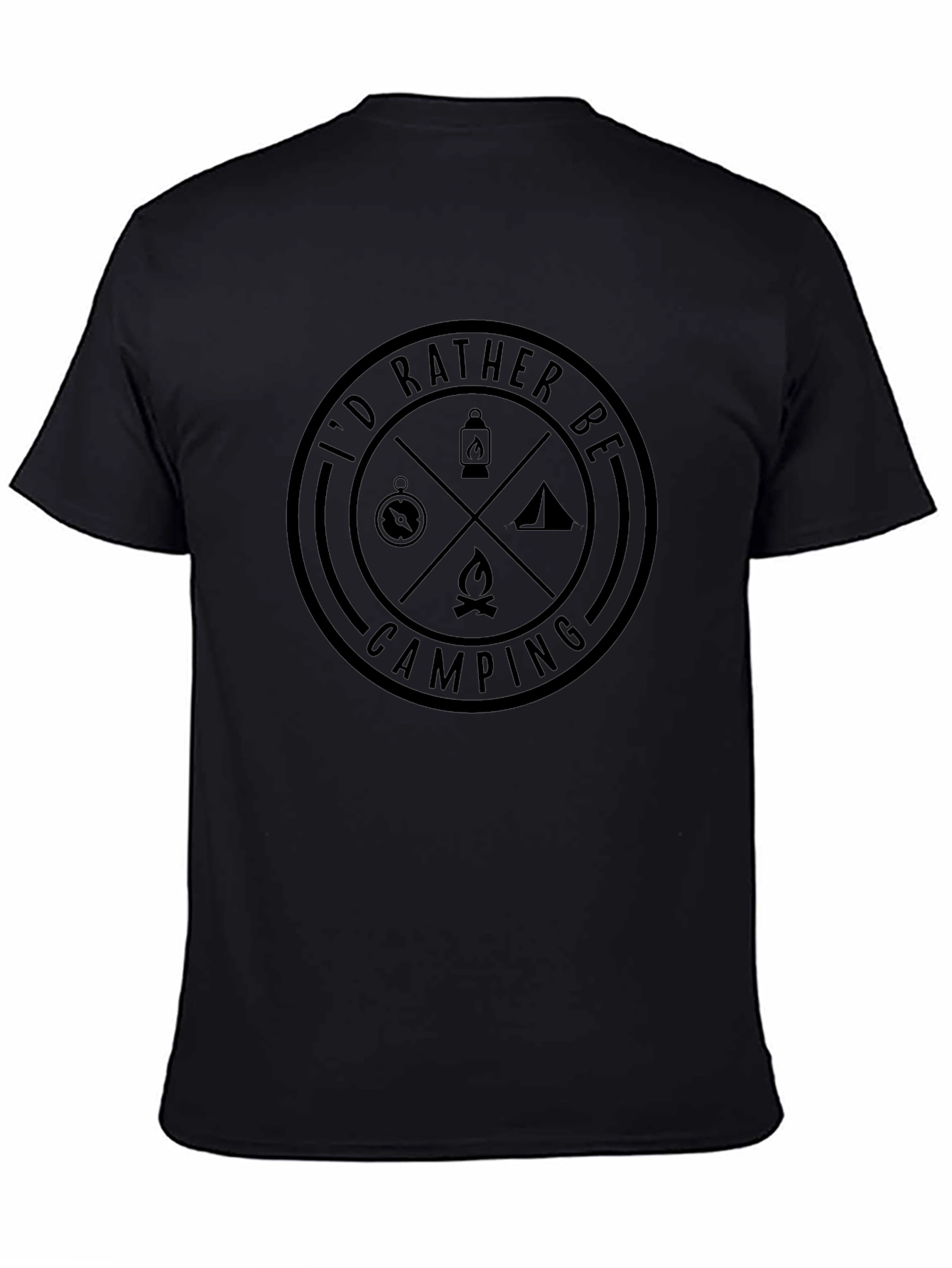 Id Rather Be Camping Black T-Shirt