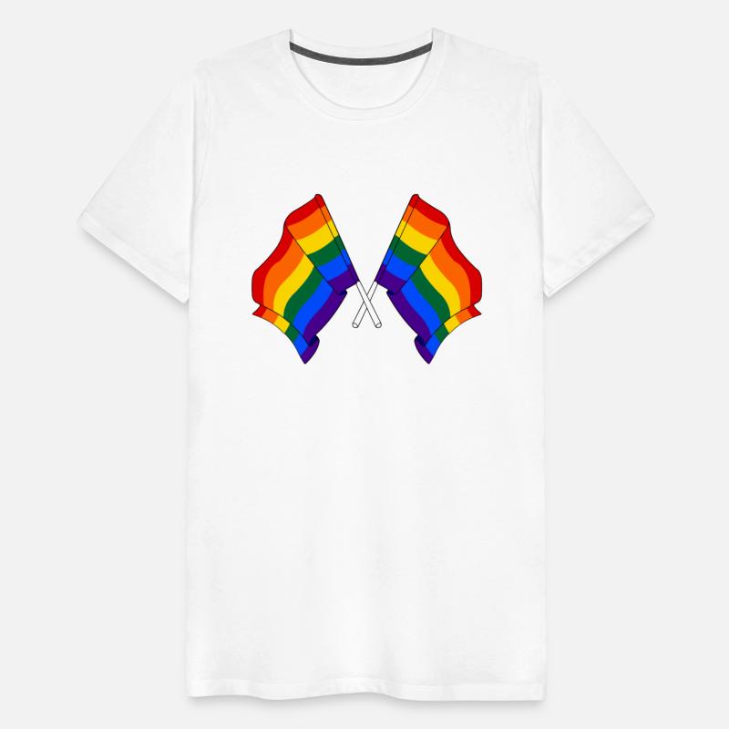 Two rainbow flags crossed
