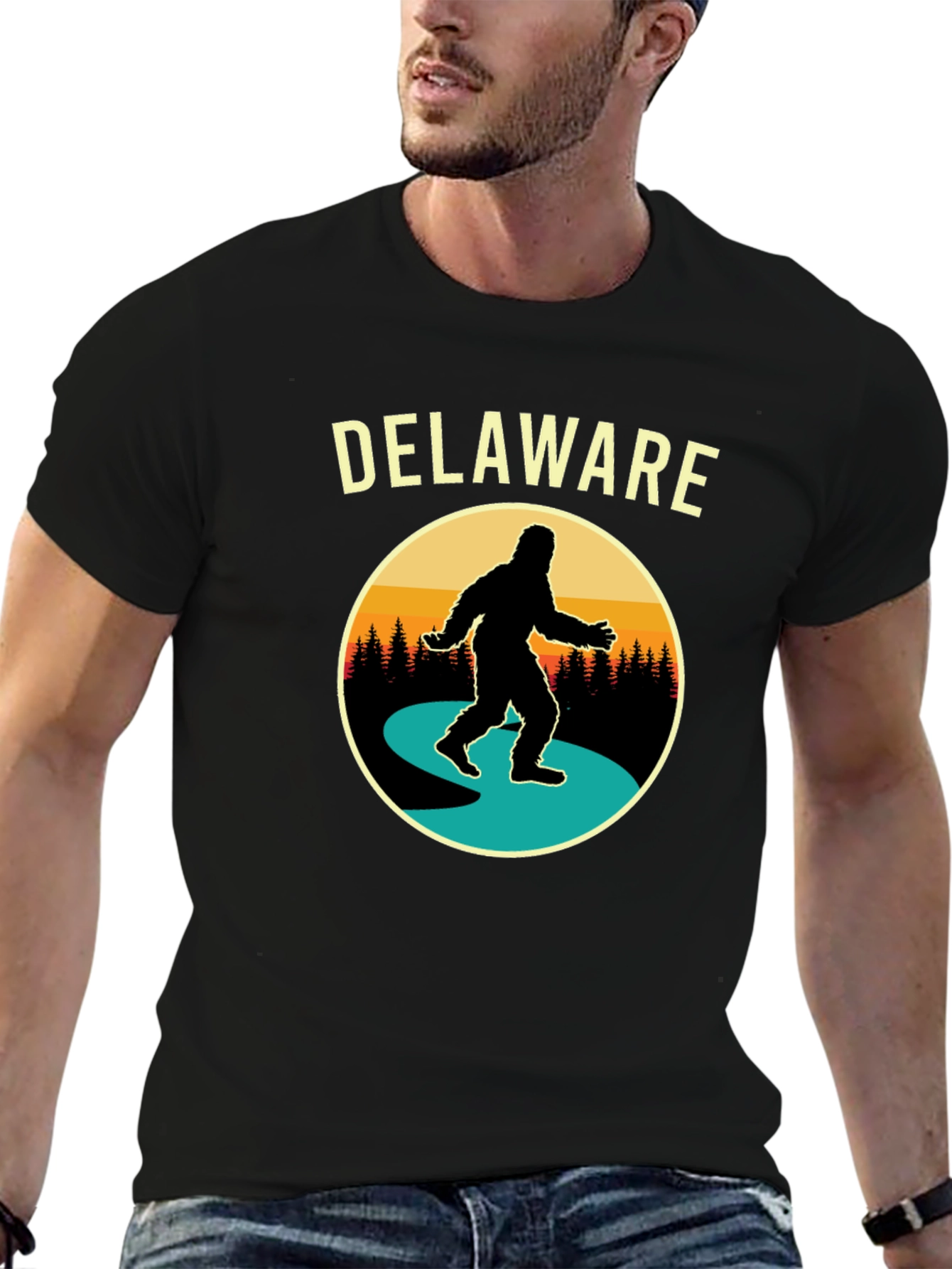 Delaware Bigfoot Graphic T-Shirt - Sasquatch Adventure Tee