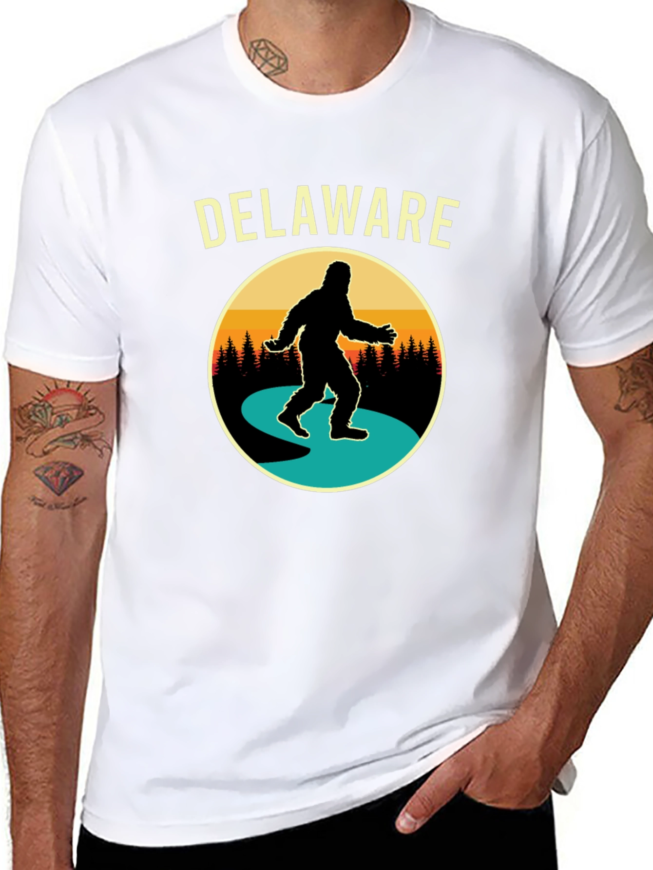 Delaware Bigfoot Graphic T-Shirt - Sasquatch Adventure Tee