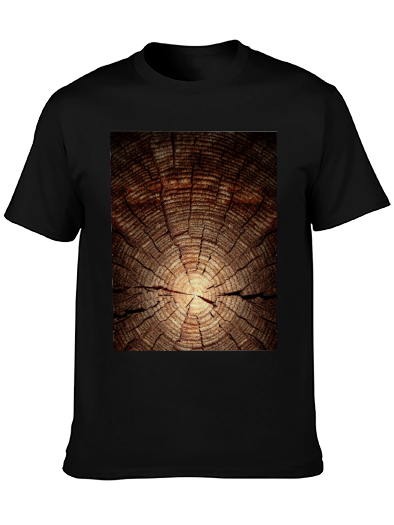 Wood Grain Graphic Tee - Nature Inspired Black T-Shirt