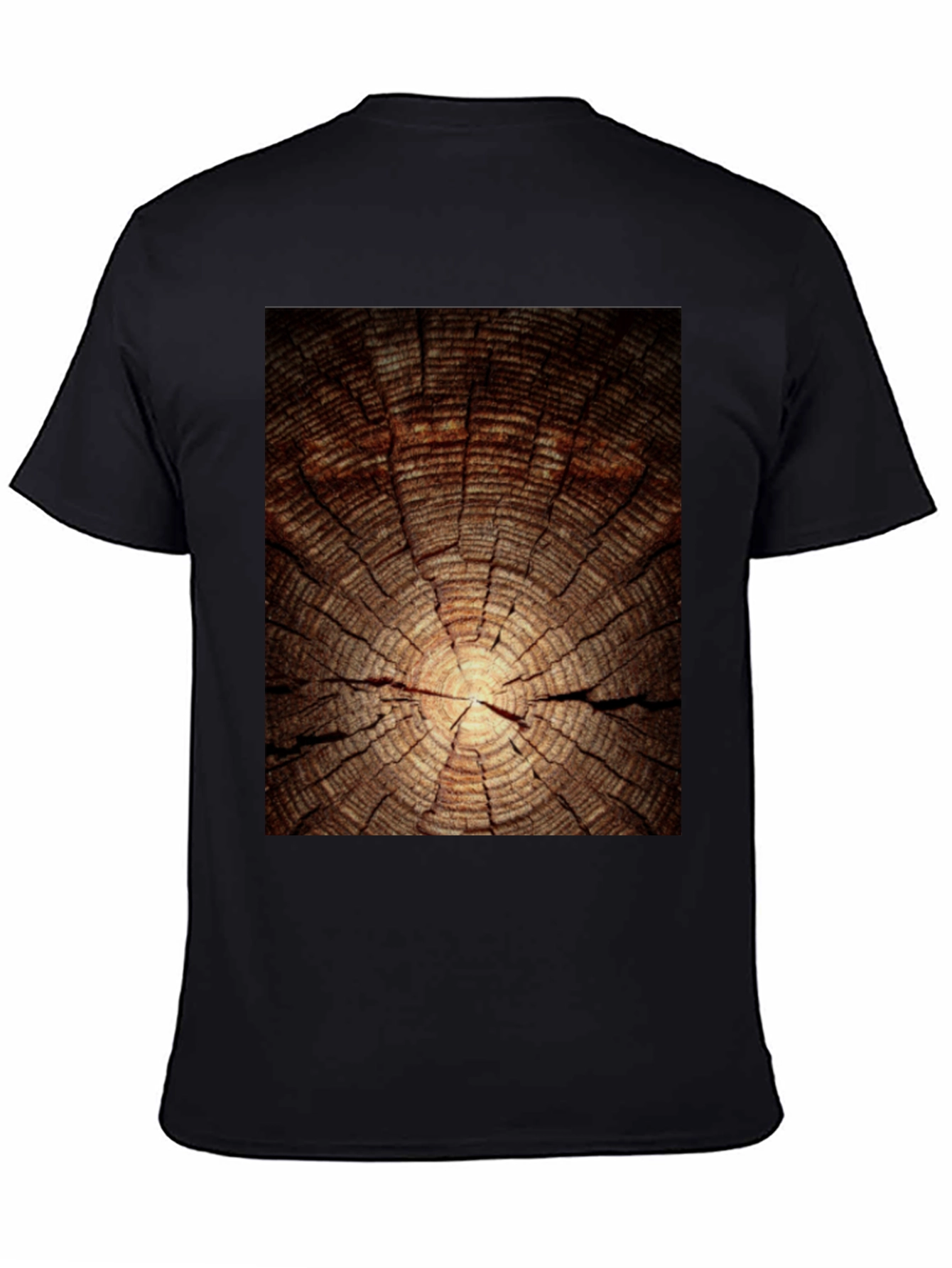Wood Grain Graphic Tee - Nature Inspired Black T-Shirt