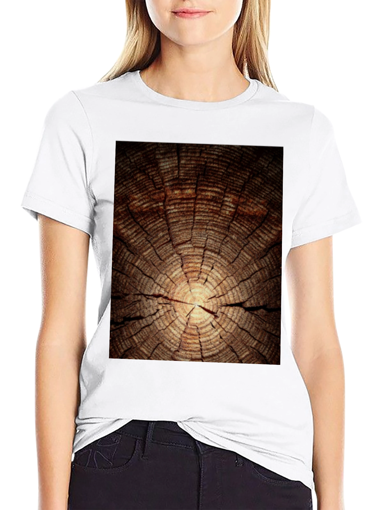 Wood Grain Graphic Tee - Nature Inspired Black T-Shirt