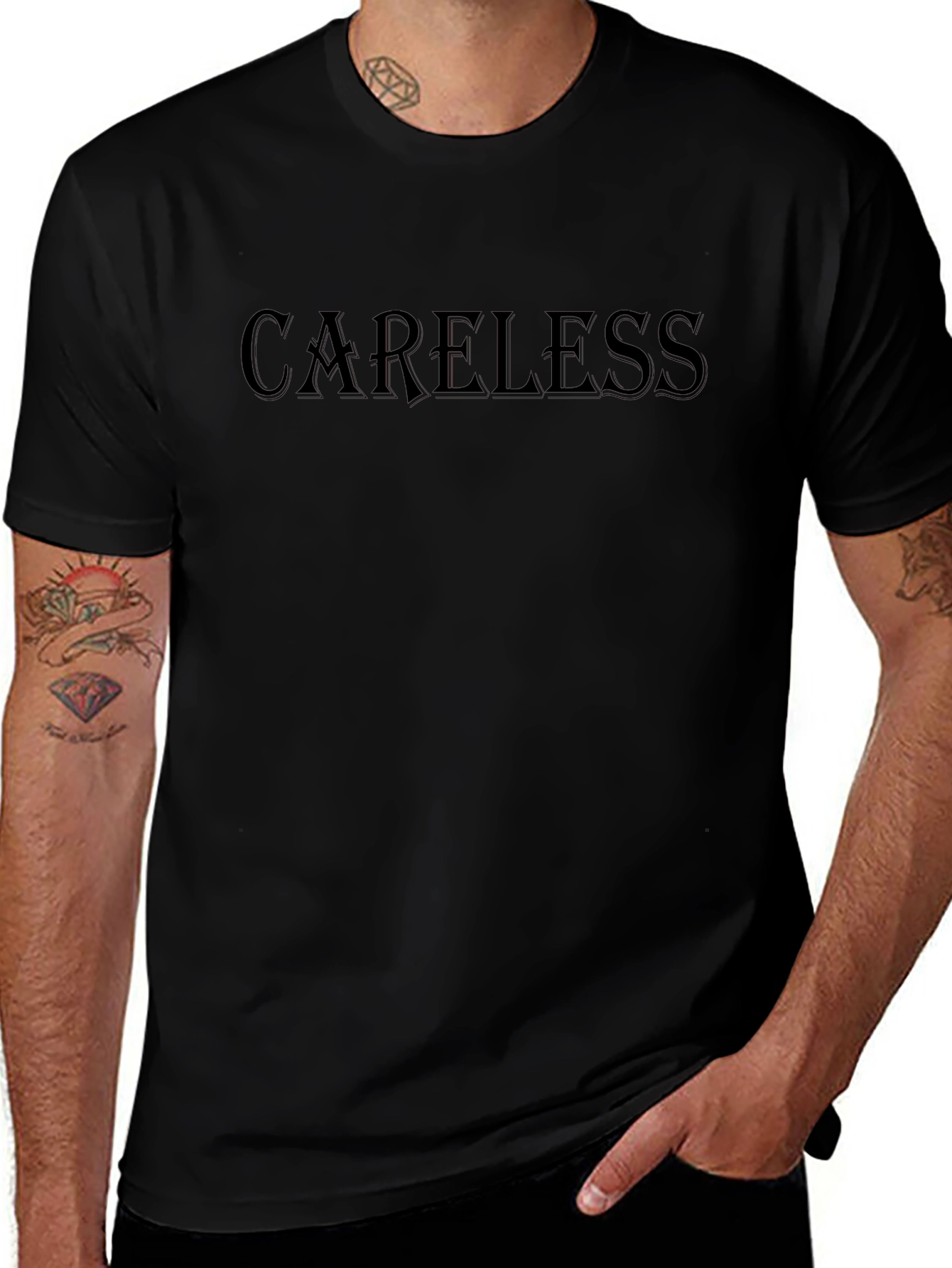 Careless Black Graphic T-Shirt - Casual Menswear