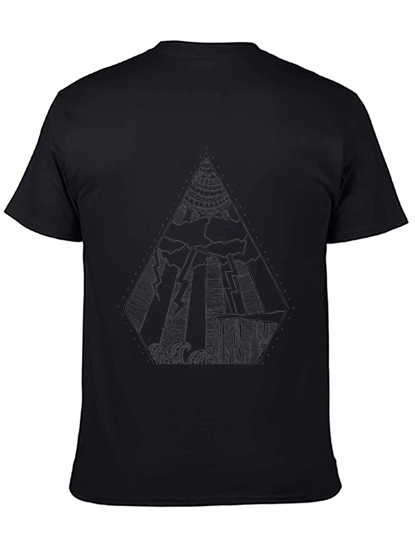 Abstract Geometric Graphic Print Black T-Shirt
