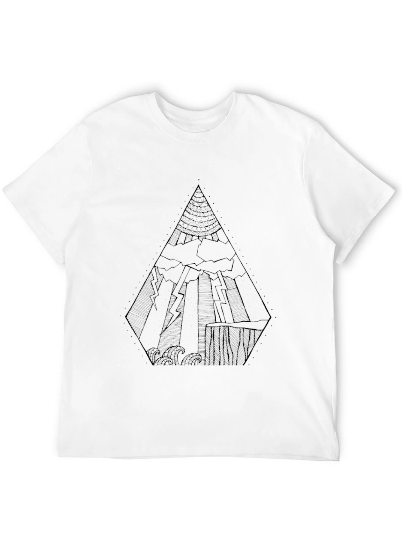 Abstract Geometric Graphic Print Black T-Shirt