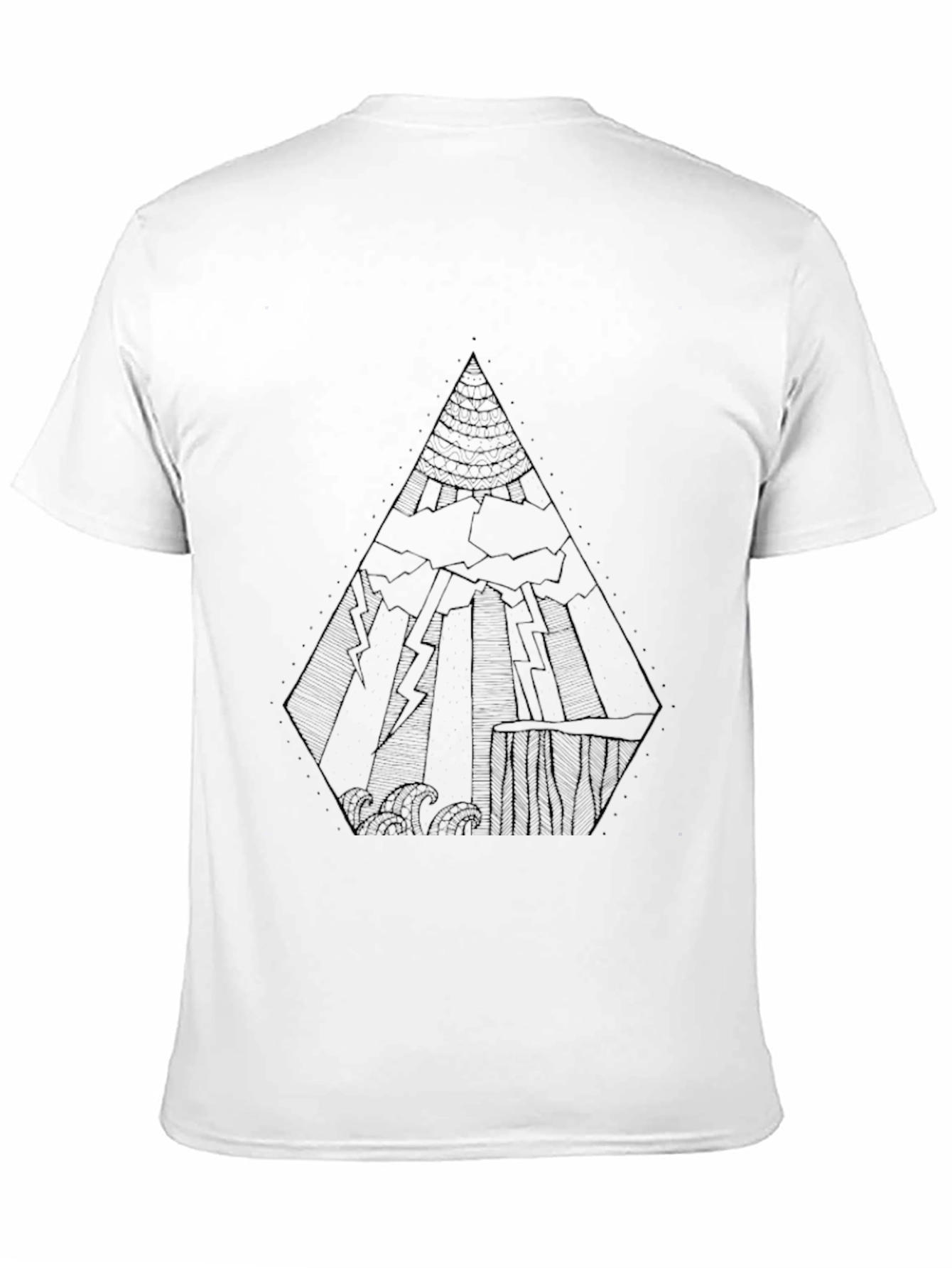 Abstract Geometric Graphic Print Black T-Shirt