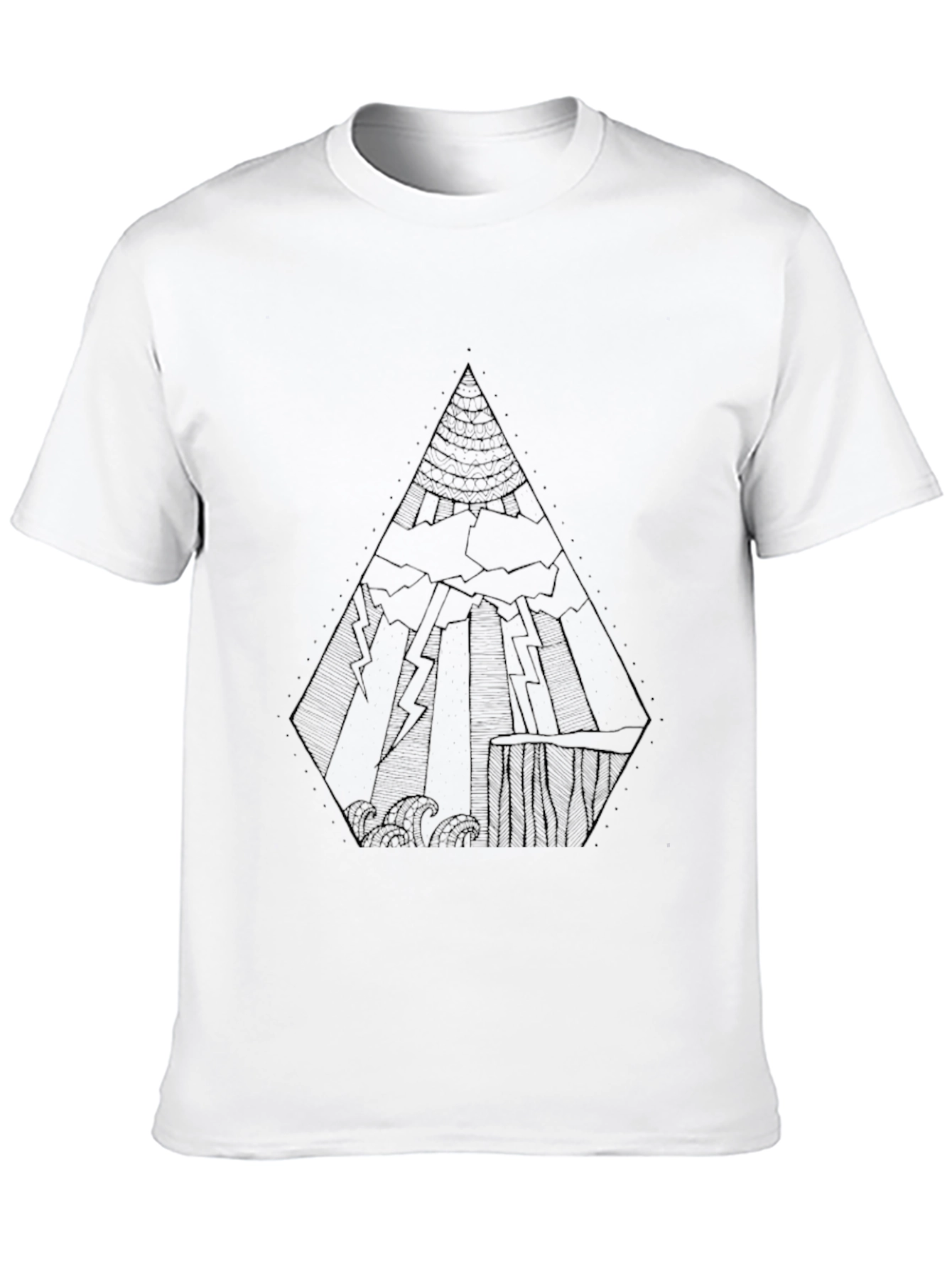 Abstract Geometric Graphic Print Black T-Shirt