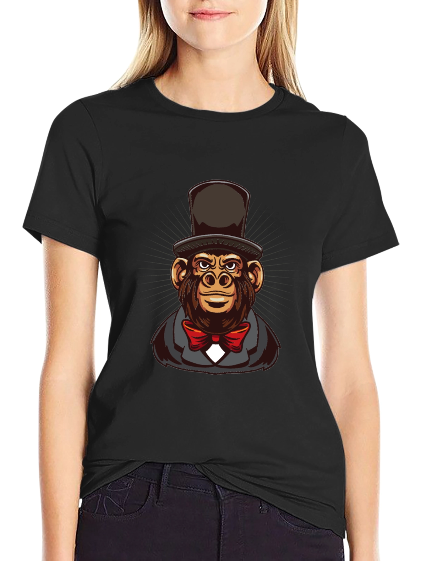 Monkey Top Hat Bowtie T-Shirt