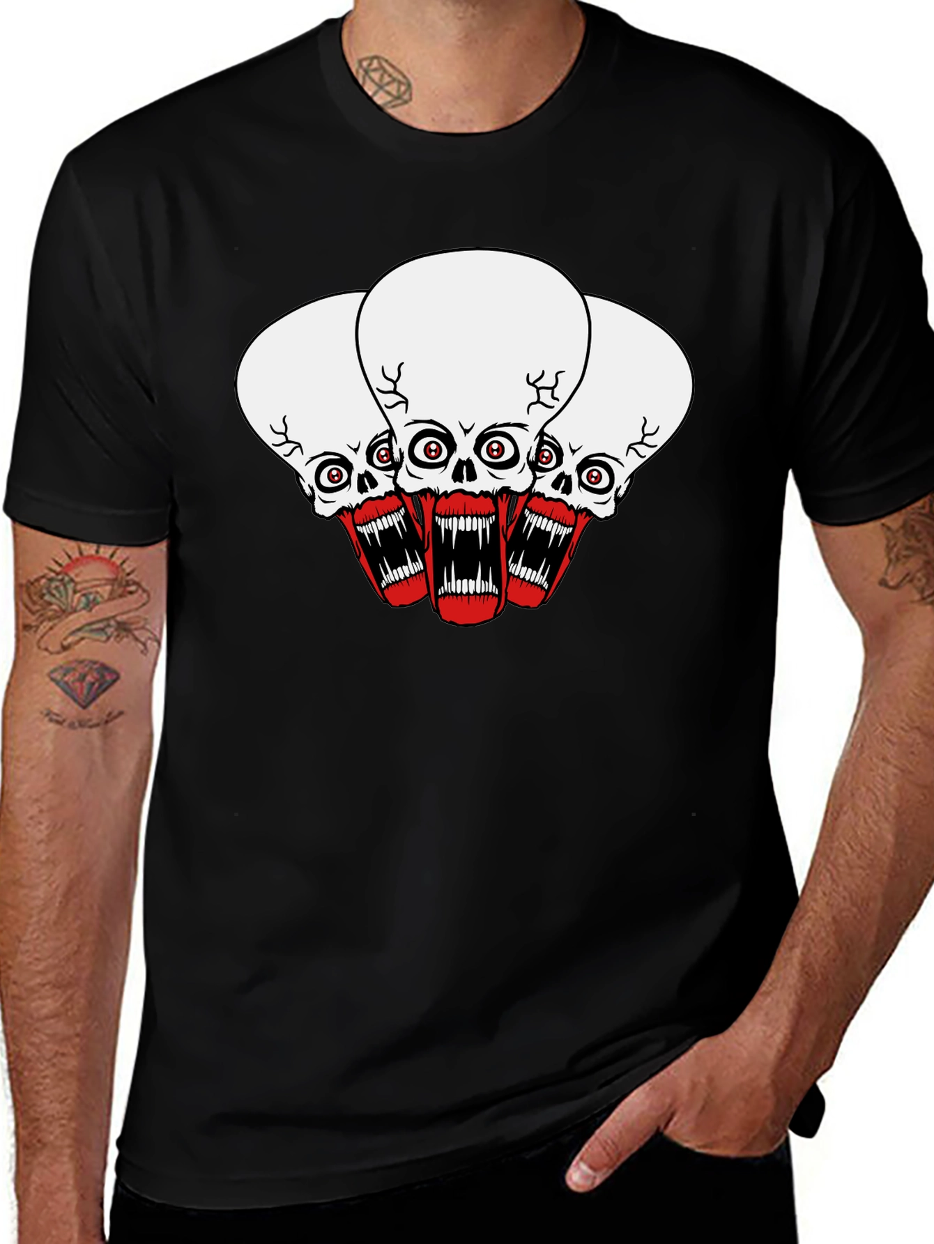 Skull Graphic Black T-Shirt - Bold Statement Tee