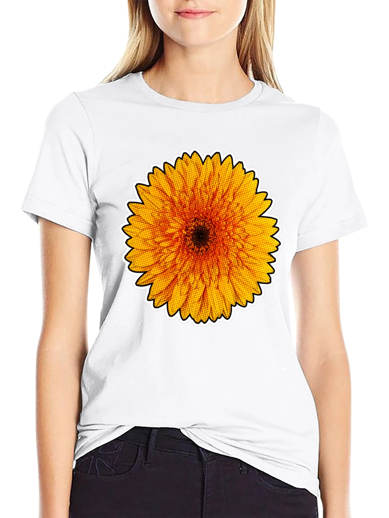 Sunflower Graphic Tee - Stylish Black Cotton T-Shirt
