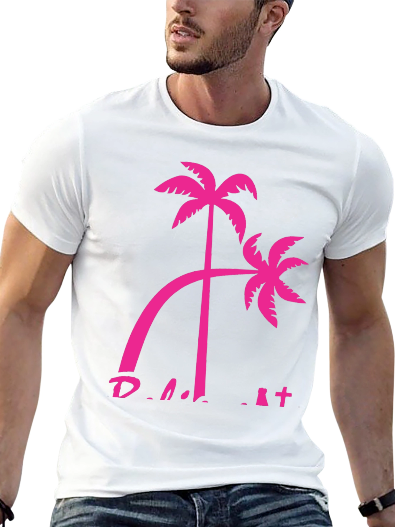 Tropical Palm Tree Graphic Tee - Black