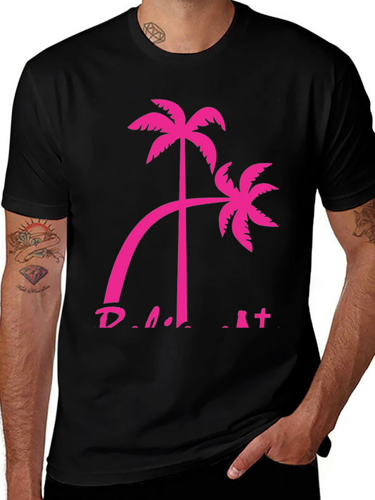 Tropical Palm Tree Graphic Tee - Black
