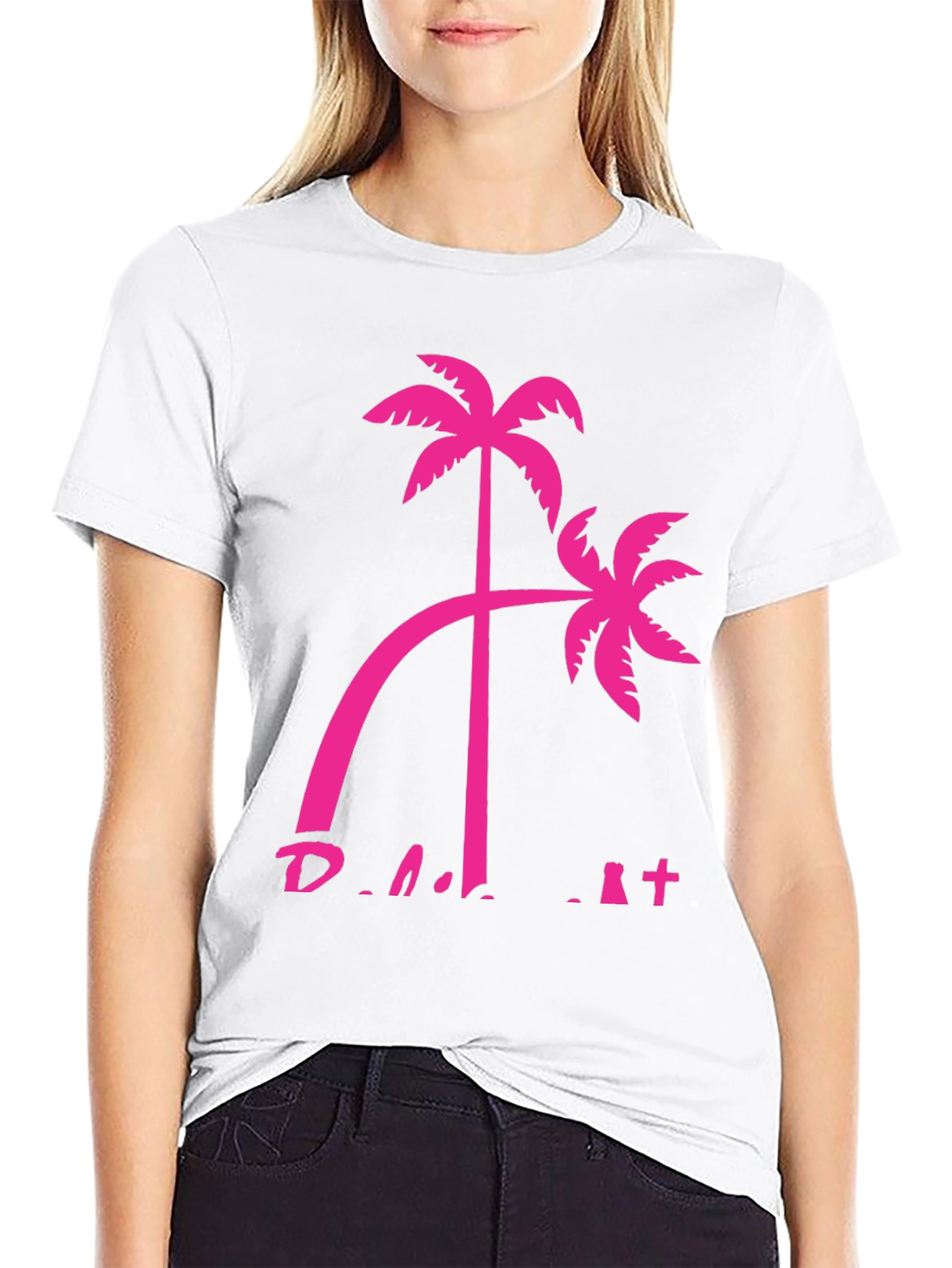 Tropical Palm Tree Graphic Tee - Black