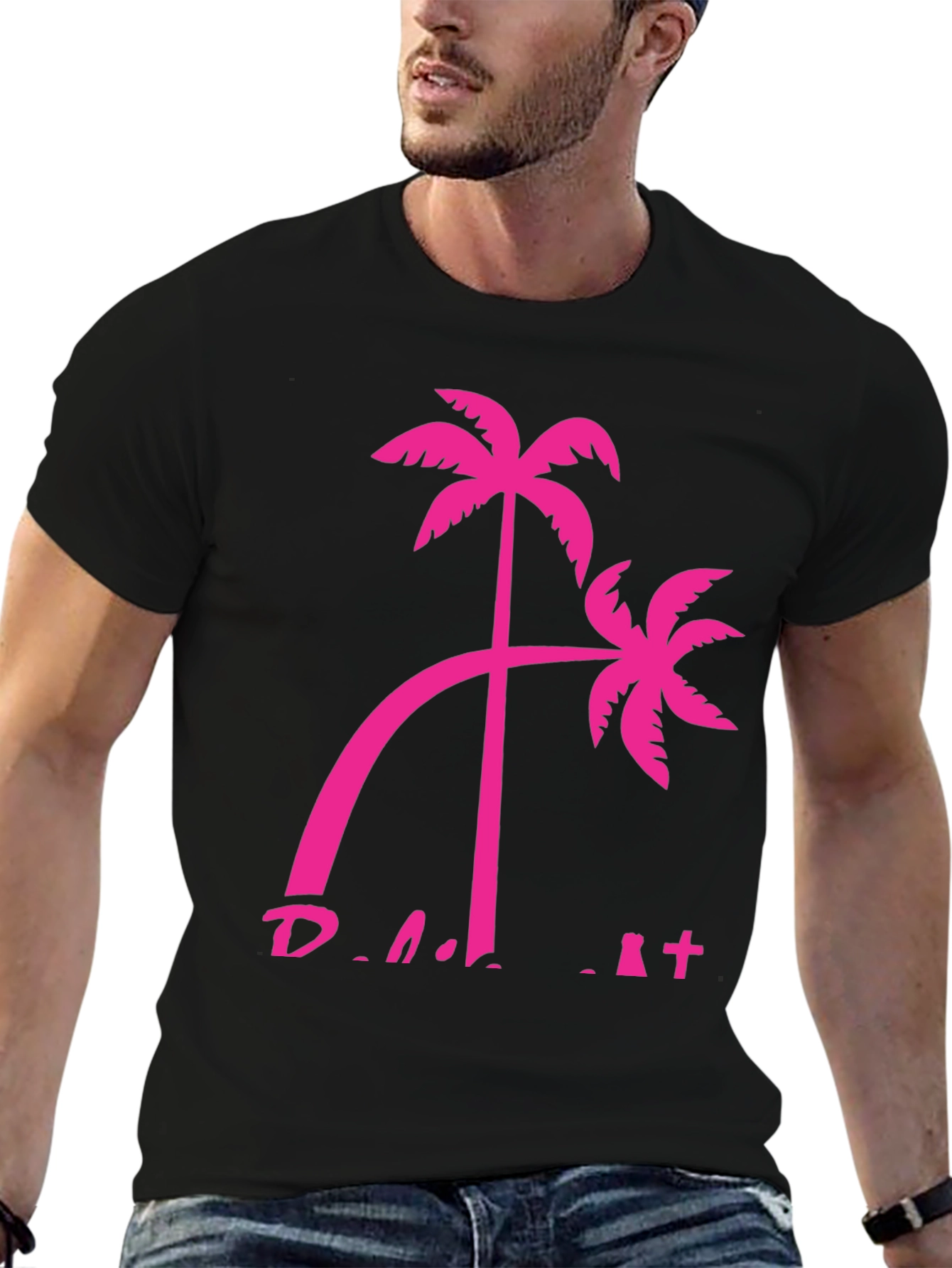 Tropical Palm Tree Graphic Tee - Black