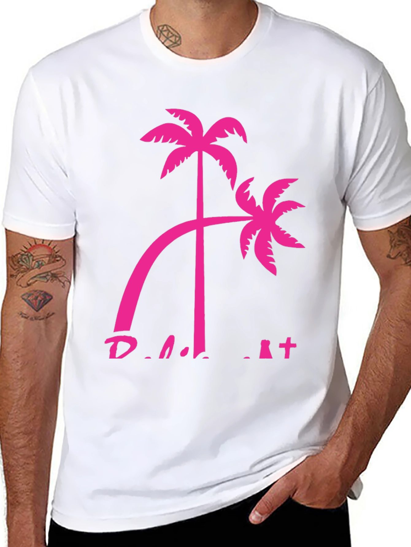 Tropical Palm Tree Graphic Tee - Black