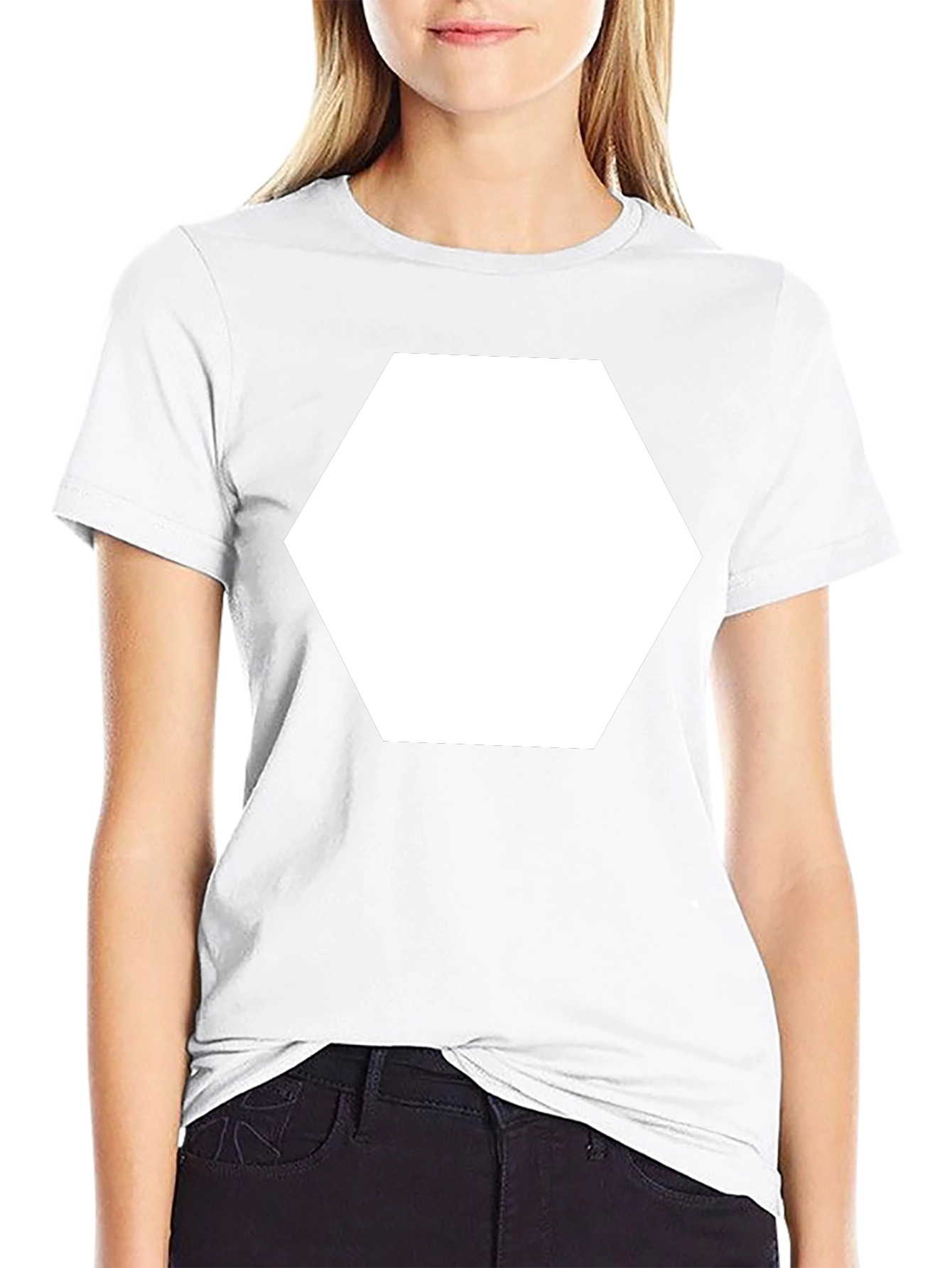 Modern Black Tee with Bold Hexagon Graphic