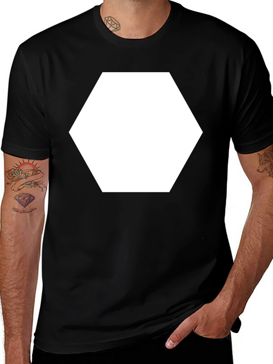 Modern Black Tee with Bold Hexagon Graphic