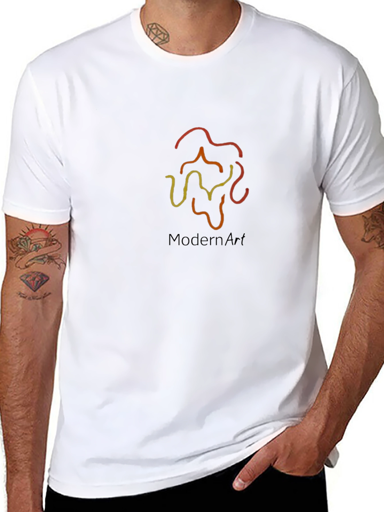 Modern Art Graphic Print Black T-Shirt