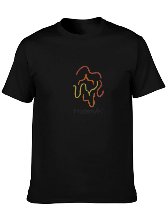 Modern Art Graphic Print Black T-Shirt