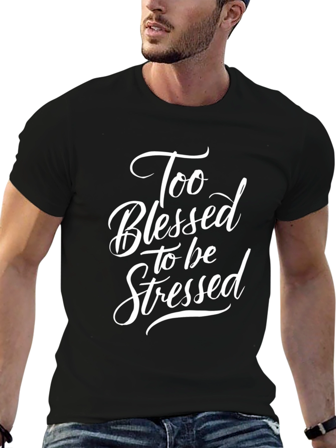 Too Blessed to be Stressed Black Tee