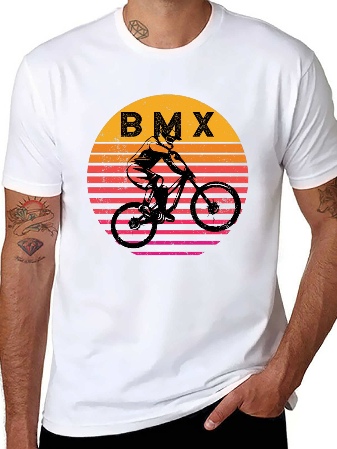 Retro BMX Sunset Graphic T-Shirt
