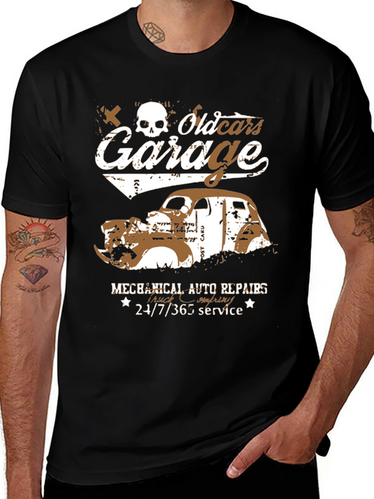 Old Cars Garage T-Shirt - Mechanical Auto Repairs