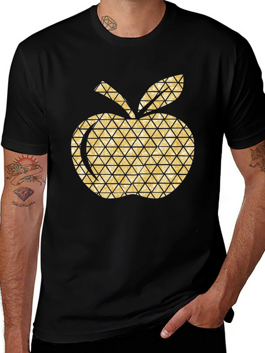 Golden Apple Graphic Tee - Modern Geometric Design