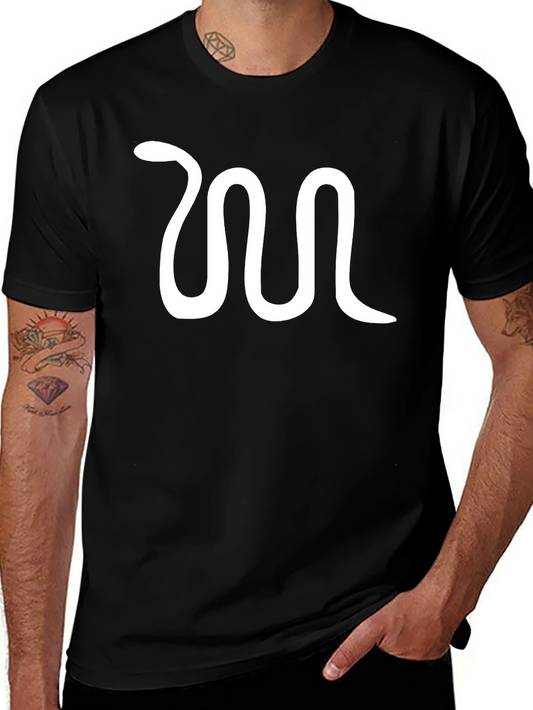 Mens Black T-Shirt with Snake Graphic