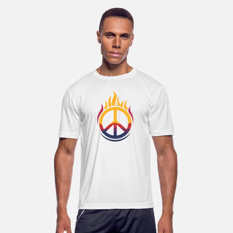 Vibrant Peace Sign Enveloped in Fiery, Colorful Fl