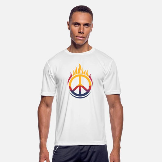 Vibrant Peace Sign Enveloped in Fiery, Colorful Fl