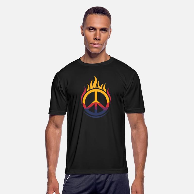Vibrant Peace Sign Enveloped in Fiery, Colorful Fl