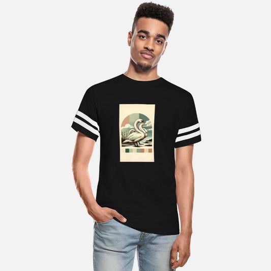 Vintage Swan Lake Scene Illustration