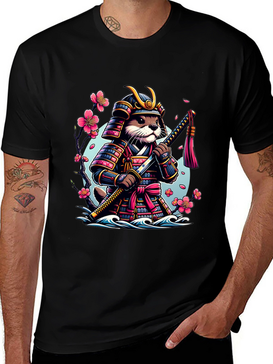 Samurai Otter Graphic Tee - Cool Animal Warrior Shirt