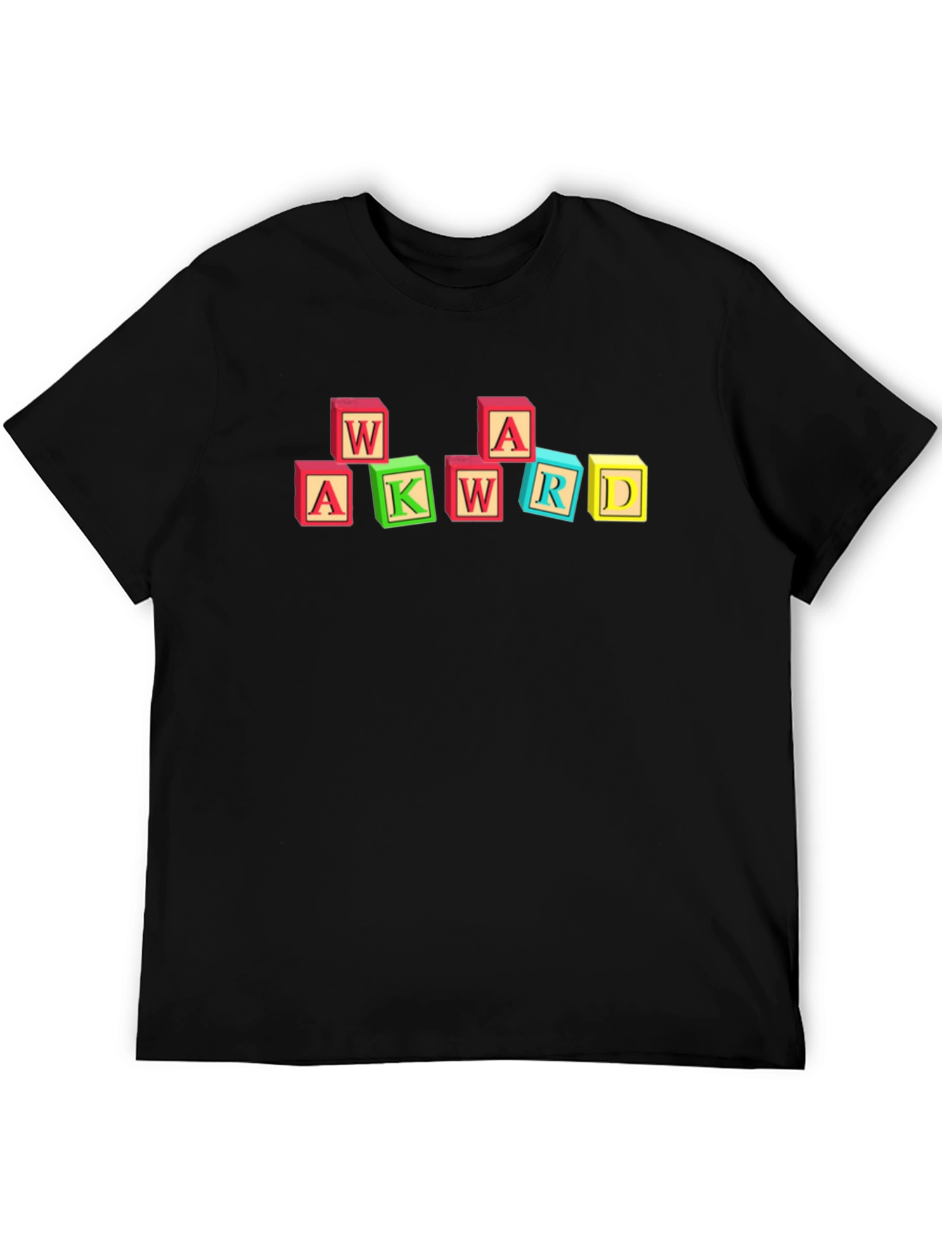 Awkward Block Letter Graphic Black T-Shirt
