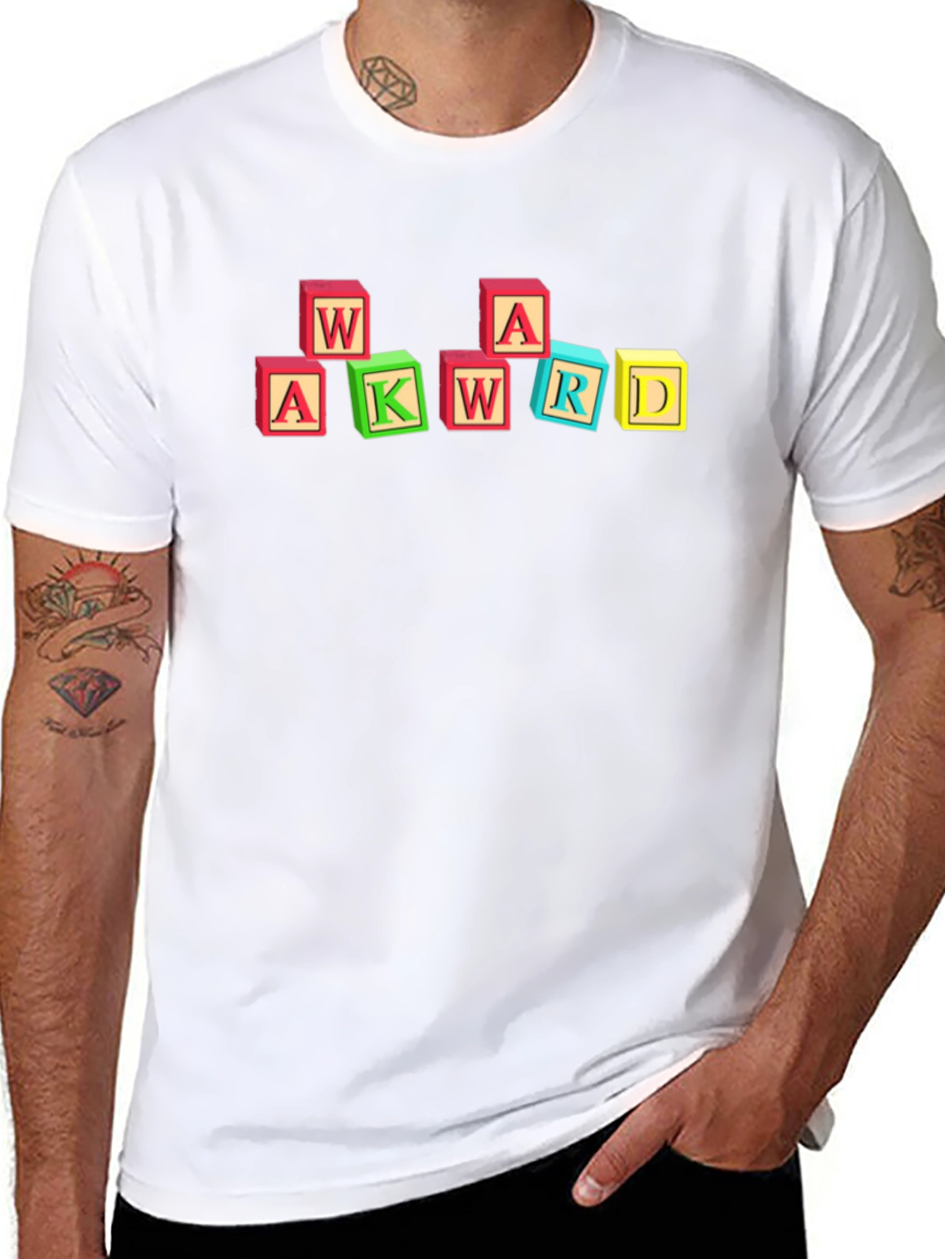 Awkward Block Letter Graphic Black T-Shirt